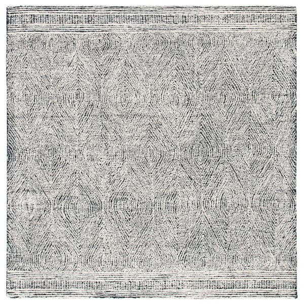 SAFAVIEH Abstract Ivory/Charcoal 10 ft. x 10 ft. Geometric Square Area Rug