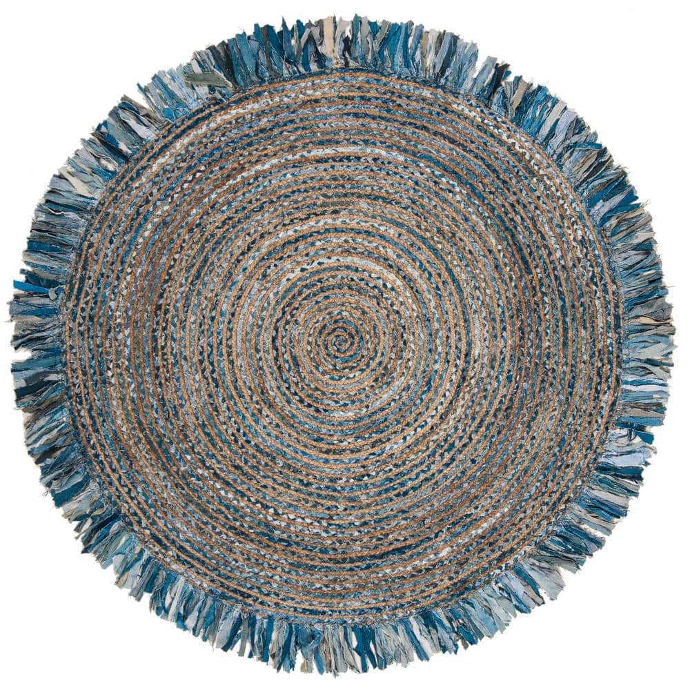 Cape Cod Ivory/Denim 5 ft. x 5 ft. Round Gradient Striped Area Rug price history on PriceWatchPro