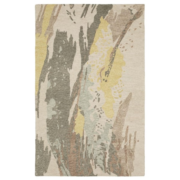 5 ft. x 8 ft. Beige Abstract Washable Area Rug