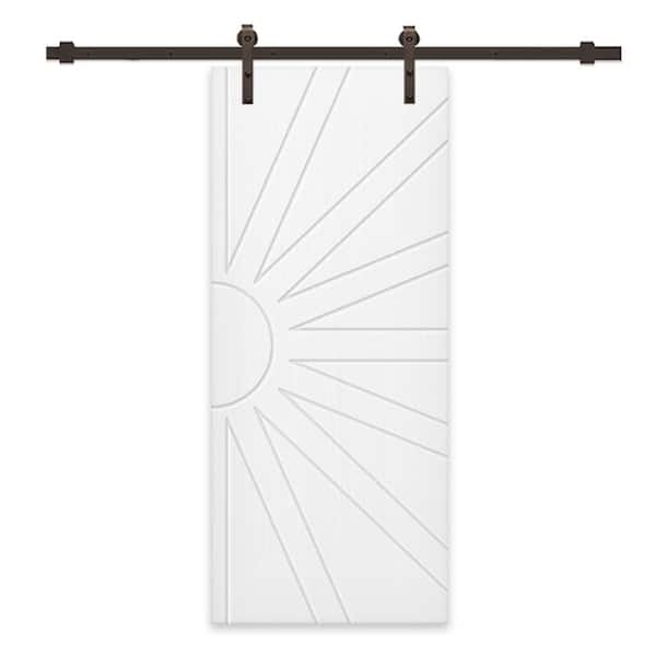 CALHOME 24 in. x 80 in. White Stained Composite MDF Paneled Interior Sliding Barn Door with Hardware Kit