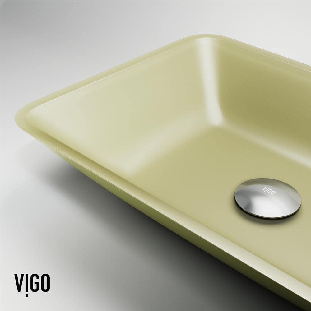 Citron Yellow Glass Rectangular Vessel Bathroom Sink
