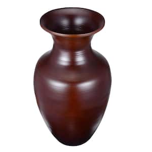14 in. Decorative Handcrafted Glazed Bamboo Urn Vase in Brown