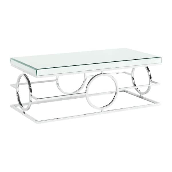 Pearl 51 in. Chrome Rectangle Glass Coffee Table