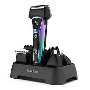 Men's Grooming Kit- with 4 Attachment Body Hair, Nose, Beard Trimmer, Adjustable Guard Heights, Purple-Green Gradient