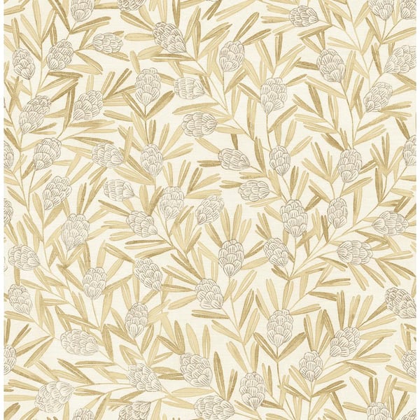A-Street Prints Zulma Gold Decorative Botanical Wallpaper Sample