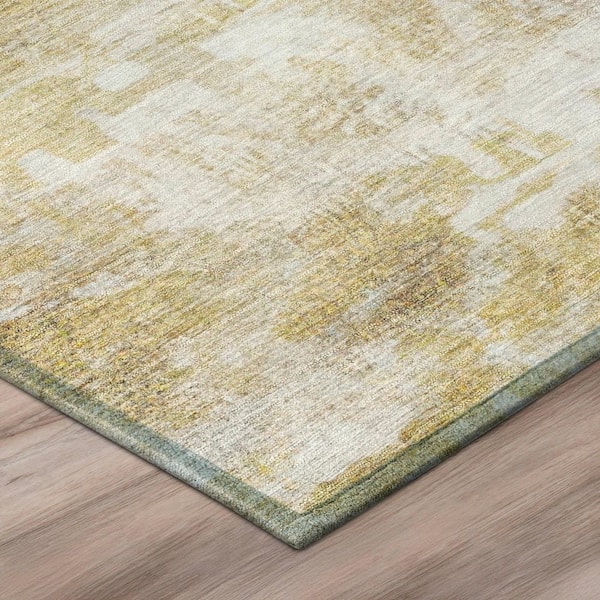 Chantille Machine Washable Indoor/Outdoor Abstract ACN2873 Gold 2 ft. x 7 ft. Runner Rug