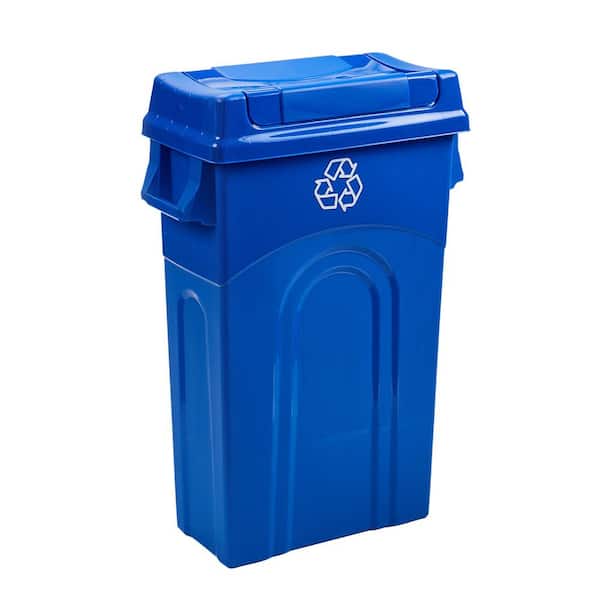 United Solutions Blue 23 Gal. Recycling Bin with Swing Lid