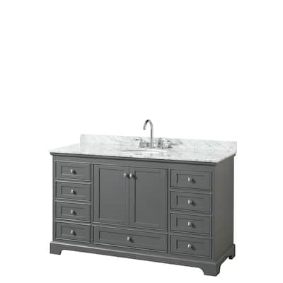 Wyndham Collection Deborah 79 75 In W X 22 D Vanity Dark Gray With Marble Top Carrara White Basins Wcs202080dkgcmunsm The Home Depot Marble Vanity Top In Carrara White, Wayfair Double Vanity Tops