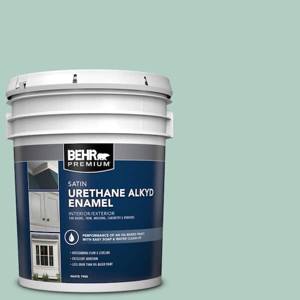 BEHR PREMIUM 5 gal. #M430-3 Wintergreen Dream Urethane Alkyd Satin Enamel Interior/Exterior Paint