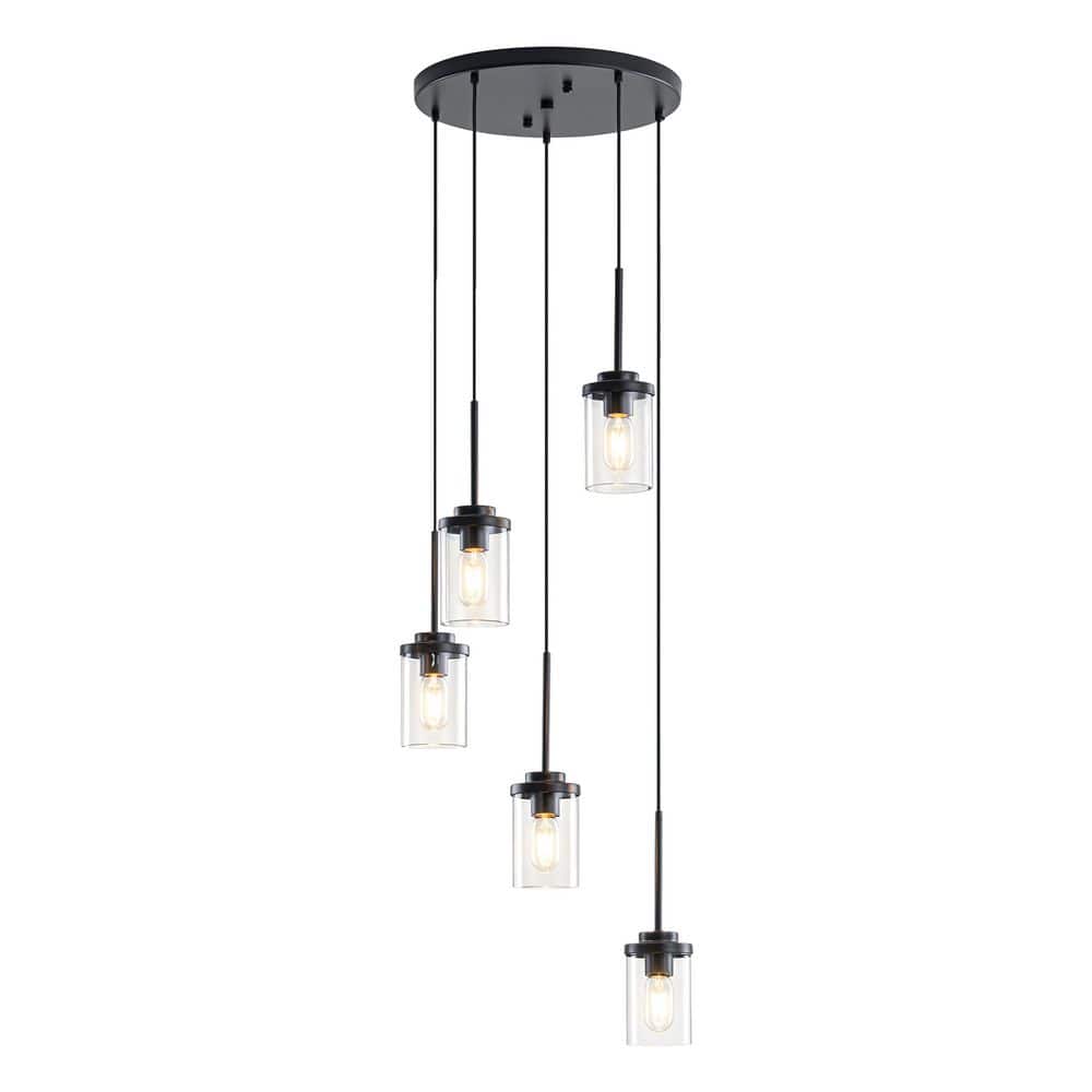 5-Light Modern Cluster Pendant Light with Clear Glass Shades for Stairway, Foyer and Kitchen Island price history on PriceWatchPro