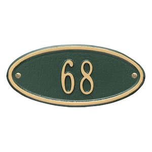 Madison Petite Oval Green/Gold Wall 1-Line Address Plaque
