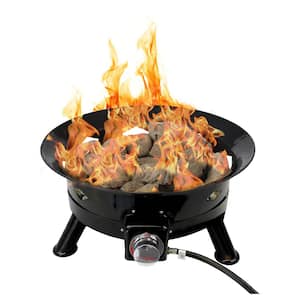 24 in. Outdoor Propane Portable Gas Black Fire Pit with Cover and Carry Kit 58,000 BTU