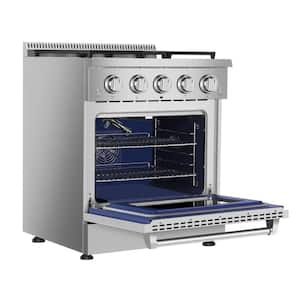 30 in. 4.2 cu.ft. Pro-Style Slide-In Single Oven Gas Range with 4-Sealed Burners in Stainless Steel