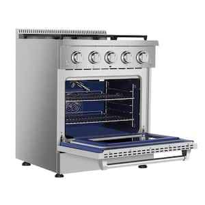 30 in. 4.2 cu. ft. Single Oven Slide-in Gas Range with 4 Burners in Stainless Steel