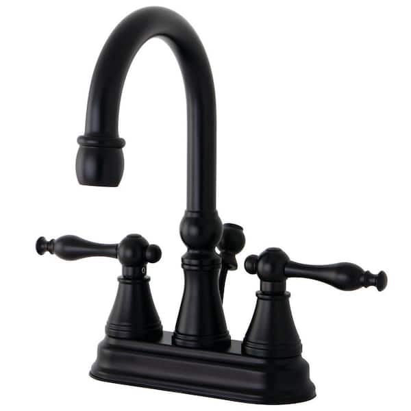 Kingston Brass Naples 4 in. Centerset 2-Handle Bathroom Faucet with Brass Pop-Up in Oil Rubbed Bronze