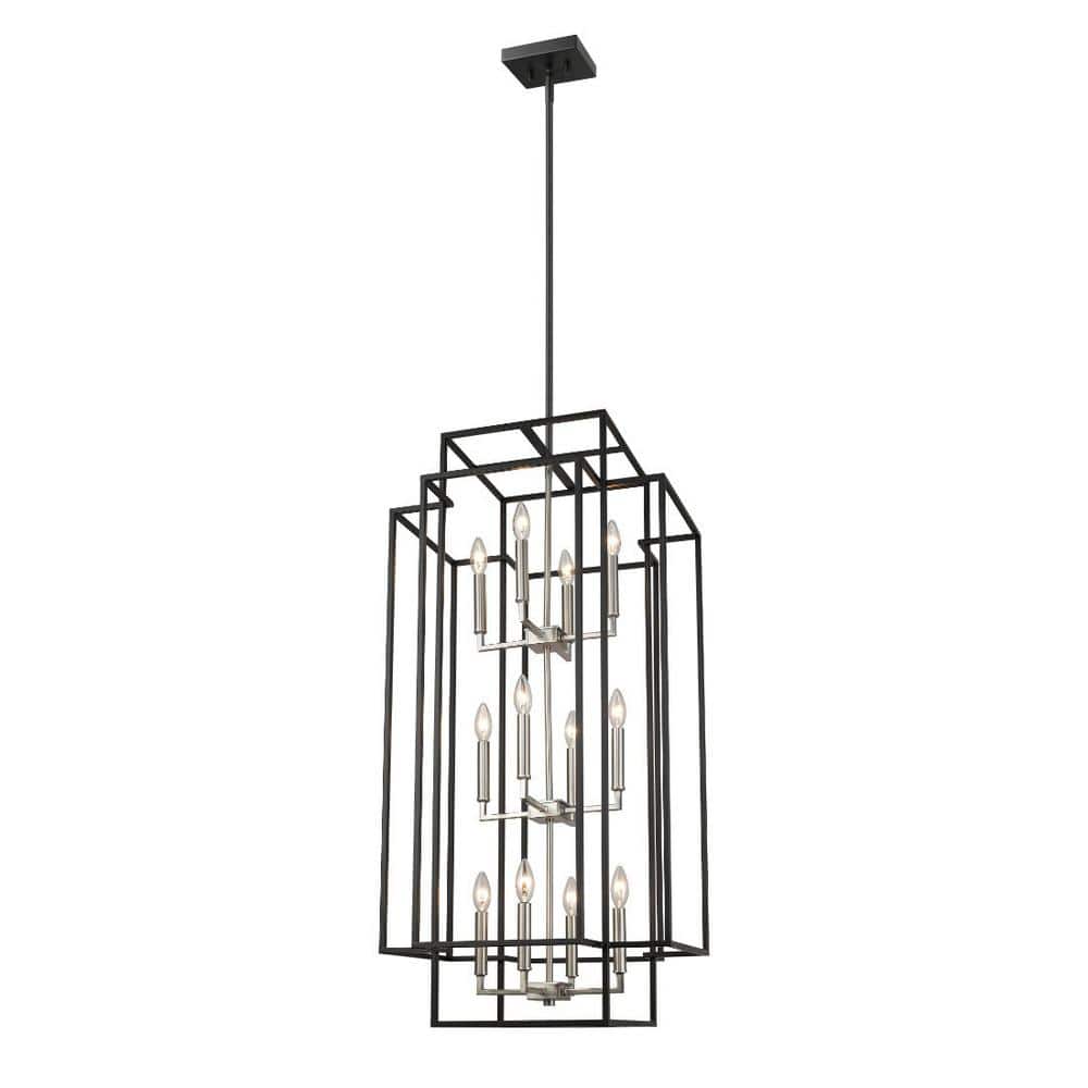Titania Black and Brushed Nickel 12-Light Geometric Pendant