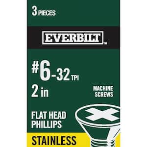 #6-32 x 2 in. Phillips Flat Head Stainless Steel Machine Screw (3-Pack)