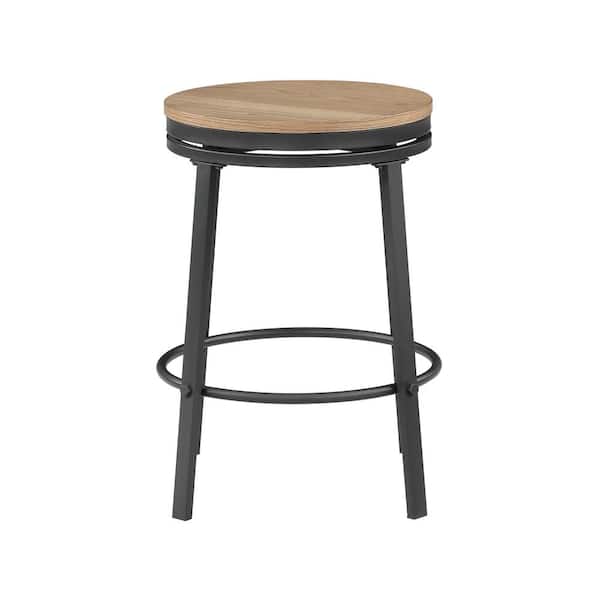 Steve Silver Magnolia Brown Wood Seat with Black Metal Frame Counter Stool (Set of 2)