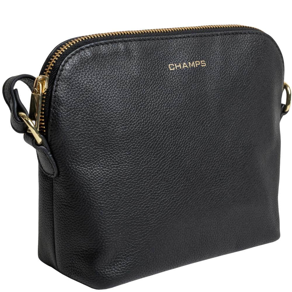 CHAMPS Black Genuine Leather Waist-Pack MP-1000-Black - The Home Depot