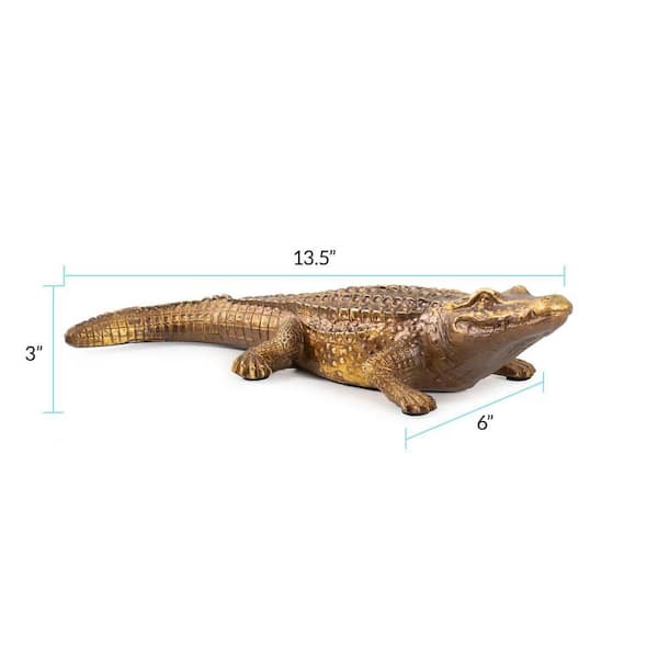 Marley Forrest Antiqued Gold Crocodile Sculpture 52029 - The Home