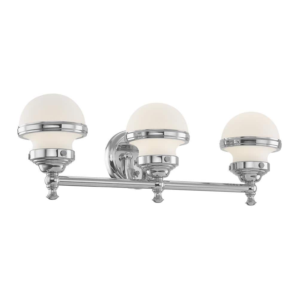 Oldwick Polished Chrome 3-Light Vanity with Satin Opal White Glass