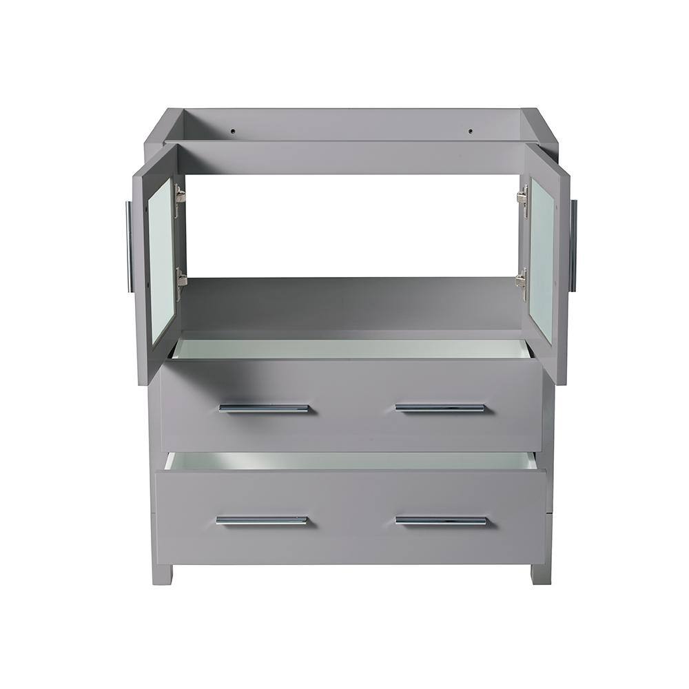Gray Engineered Wood Freestanding Single Sink Vanity Base with Frosted Glass Doors