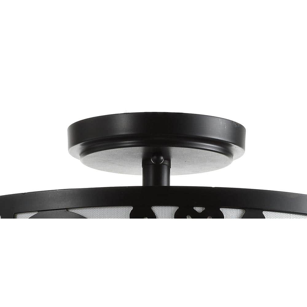 Elegant 15" Oil Rubbed Bronze LED Drum Ceiling Light with Linen Shade