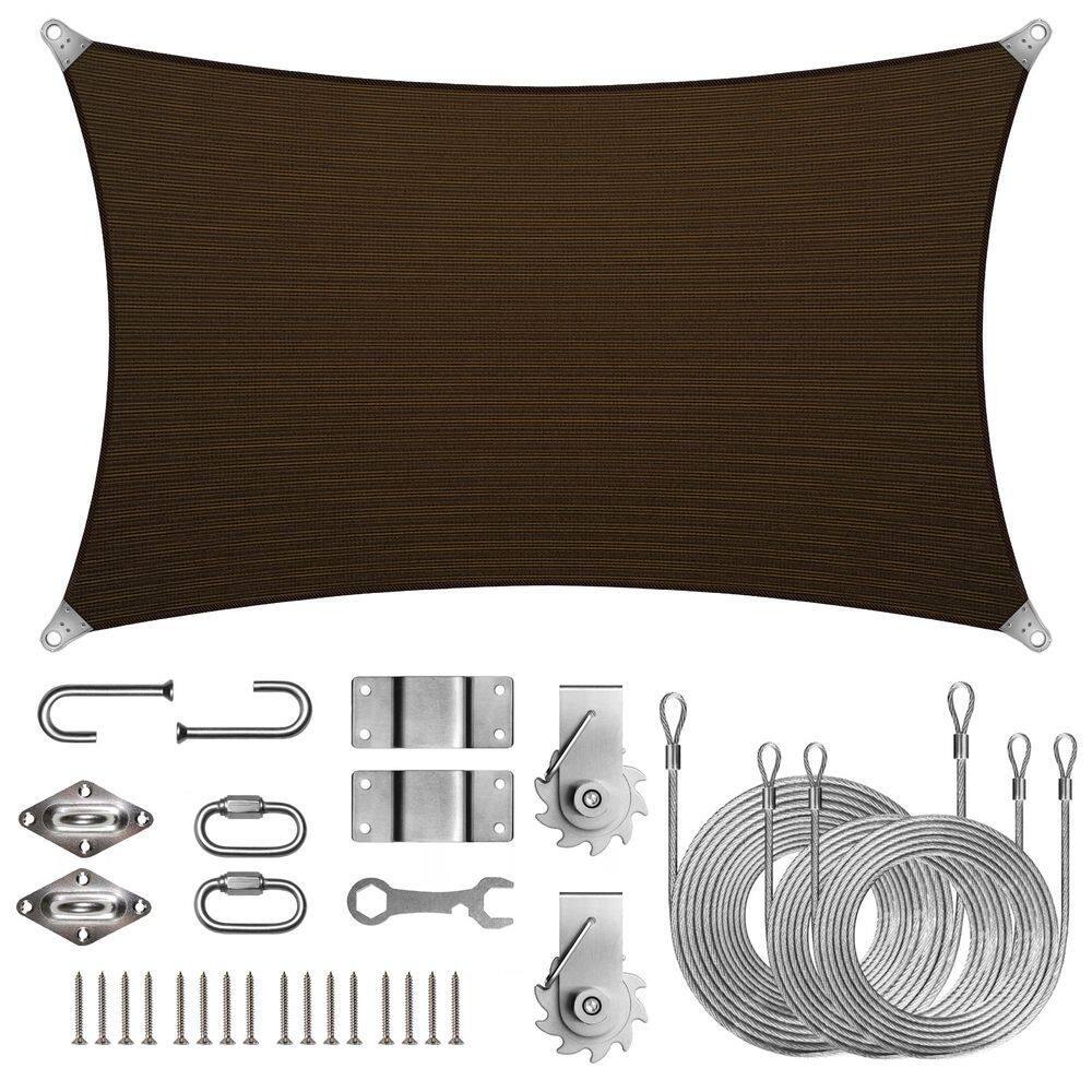 Super Ring 12 ft. x 12 ft. Sun Shade Sail with Winch Kits-Brown price history on PriceWatchPro
