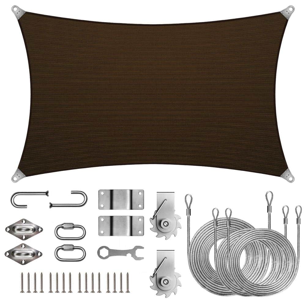 Super Ring 16 ft. x 16 ft. Sun Shade Sail with Winch Kits-Brown price history on PriceWatchPro