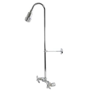 2-Handle 1-Spray Outdoor Exposed Shower Faucet in Chrome Plated Brass (Valve Included)