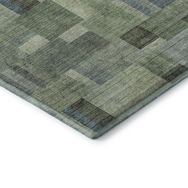 Mayfield Premium Machine Washable Indoor/Outdoor Geometric AMF639 Green 8 ft. x 10 ft. Area Rug