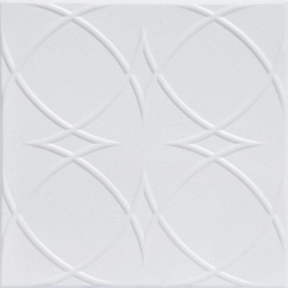 Circles and Stars Ultra-Pure White 1.6 ft. x 1.6 ft. Decorative Foam Glue U