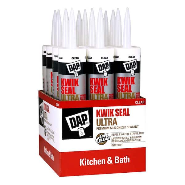 DAP Kwik Seal Ultra 10.1 oz. Clear Advanced Siliconized Kitchen and Bath Caulk (12-Pack)