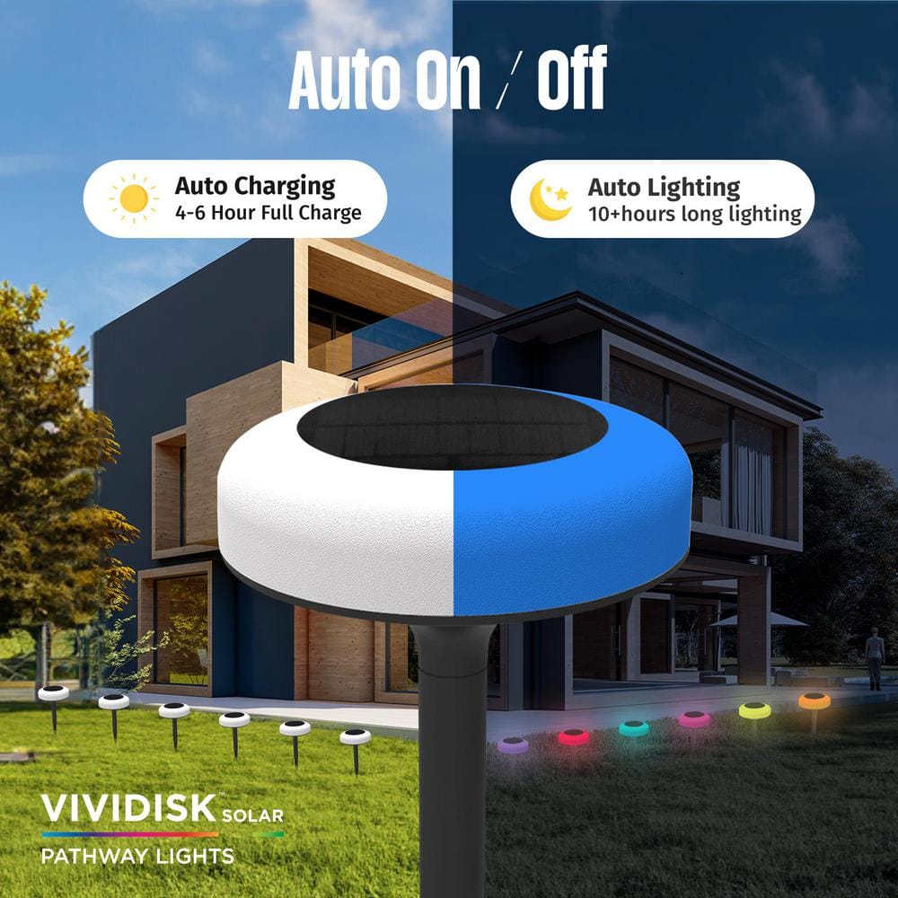 Color Changing LED Solar Pathway Disk Lights Multipack