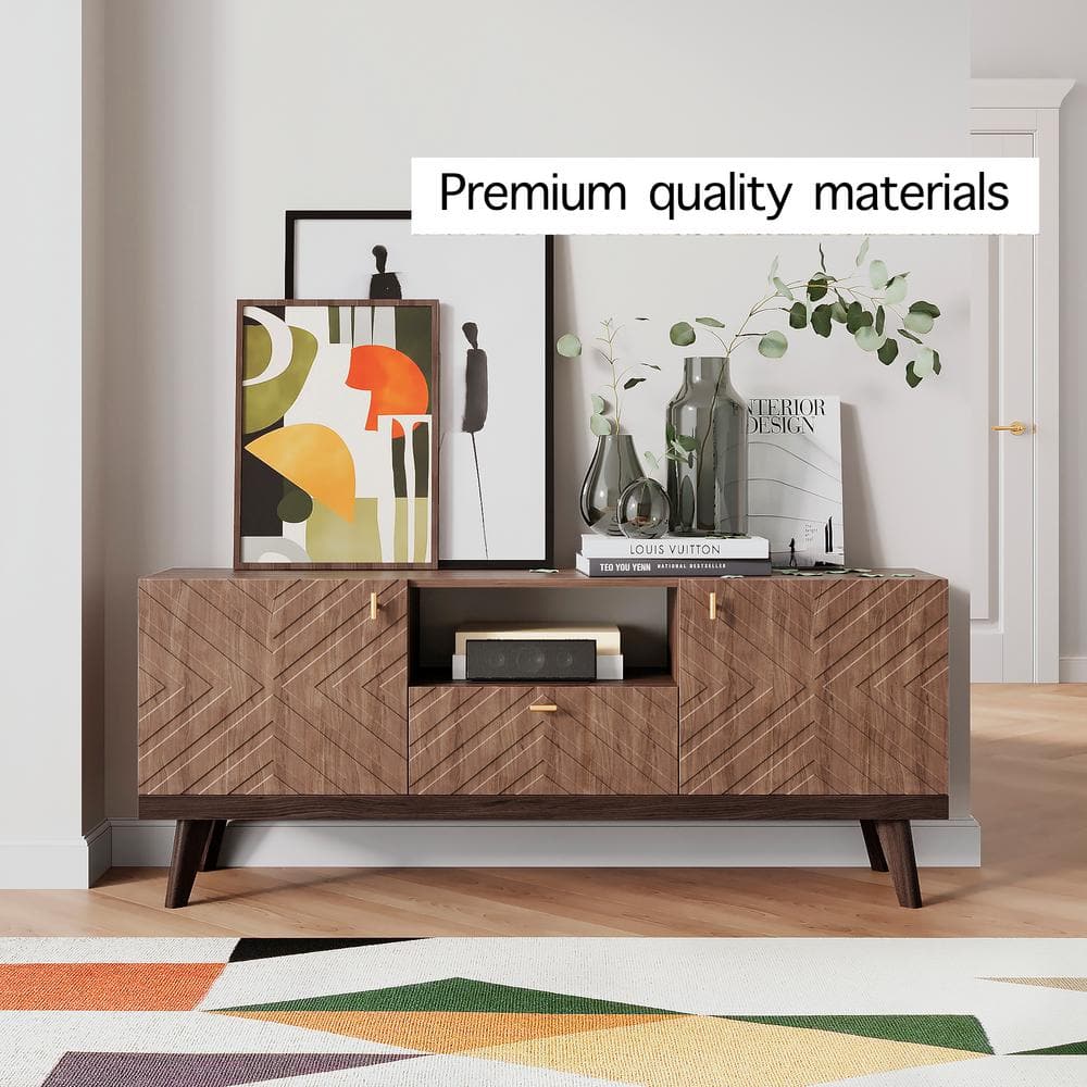 Alba 59'' Brown Laminate TV Stand with Cabinet