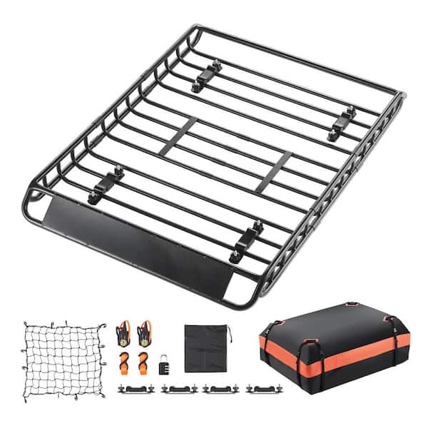 Roof Rack Basket, 51 x 36 x 4.1 in., Universal Rooftop Cargo Carrier with 1120x870x260 mm Cargo Bag, Net, Ratchet Straps
