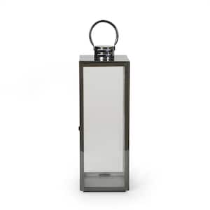 Hawkeye Black Candle 23.75 in. Stainless Steel Outdoor Patio Lantern
