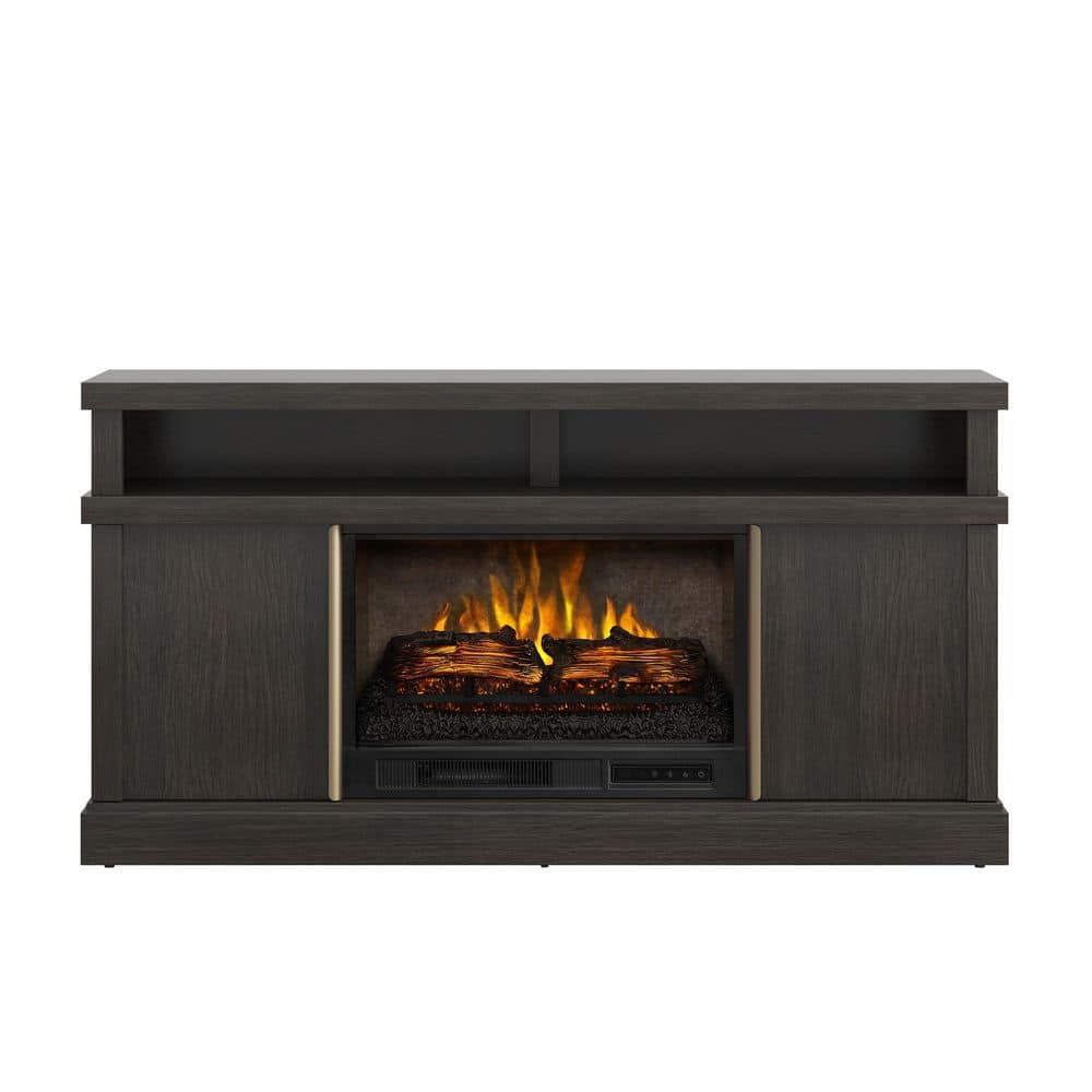 SCOTT LIVING MEYERSON 60 in. Freestanding Media Console Wooden Electric Fireplace in Cappuccino -  HDSLFP60L-2A