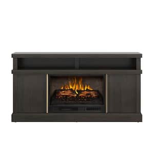 MEYERSON 60 in. Freestanding Media Console Wooden Electric Fireplace in Cappuccino