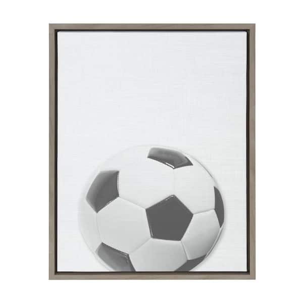 DesignOvation Sylvie "Soccer Ball Portrait" Framed Canvas Sports Wall Art 24 in. x 18 in.