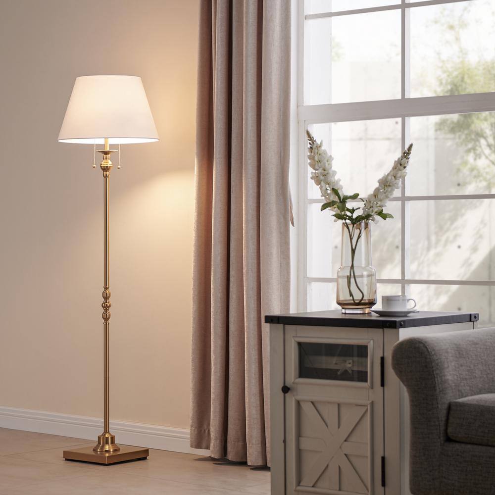 Gold Finish Empire Shade Floor Lamp with Pull String