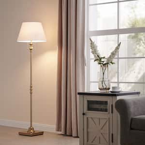 60.5 in. Gold Floor Lamp with Bell Fabric Shade