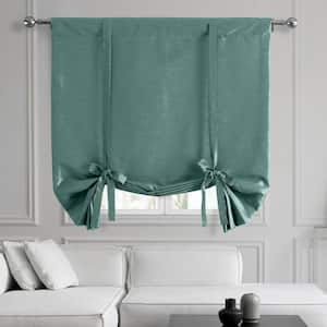 Peacock Green Textured Faux Dupioni Silk 46 in. W x 63 in. L Room Darkening Rod Pocket Tie-Up Window Shade (1 Panel)