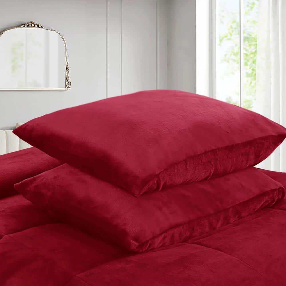 King Red Organic Reversible Sherpa Comforter Set