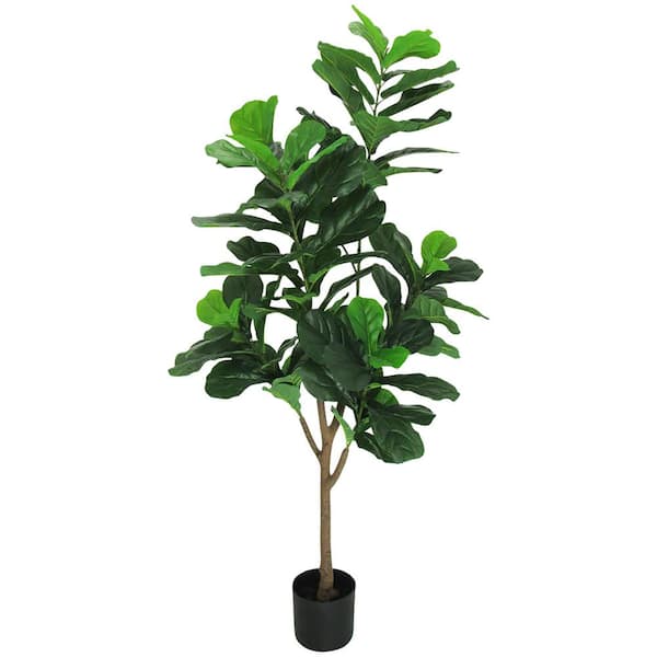 LIVING LUXURY 5 . 5 ft. Real Touch Artificial Fiddle Leaf Fig Tree in Pot
