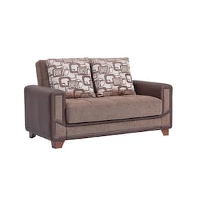 Spectacular Collection Convertible 67 in. Brown Chenille 2-Seat Loveseat with Storage