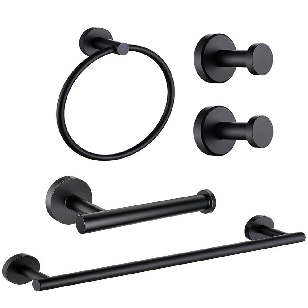 Matte Black Stainless Steel 5-Piece Bathroom Hardware Set