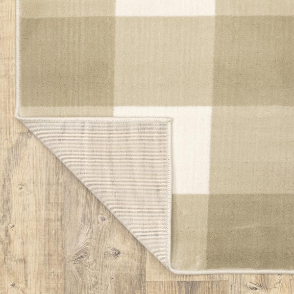 Gracie Beige/Ivory 8 ft. x 10 ft. Plaid Area Rug