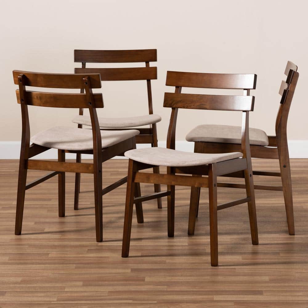 Elegant Light Beige Wood and Cane Ladderback Side Chair