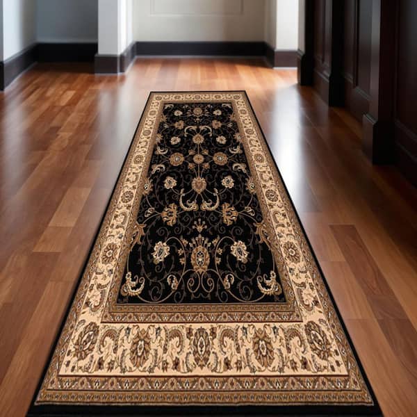 12 ft. Beige And Cream Oriental Runner Rug